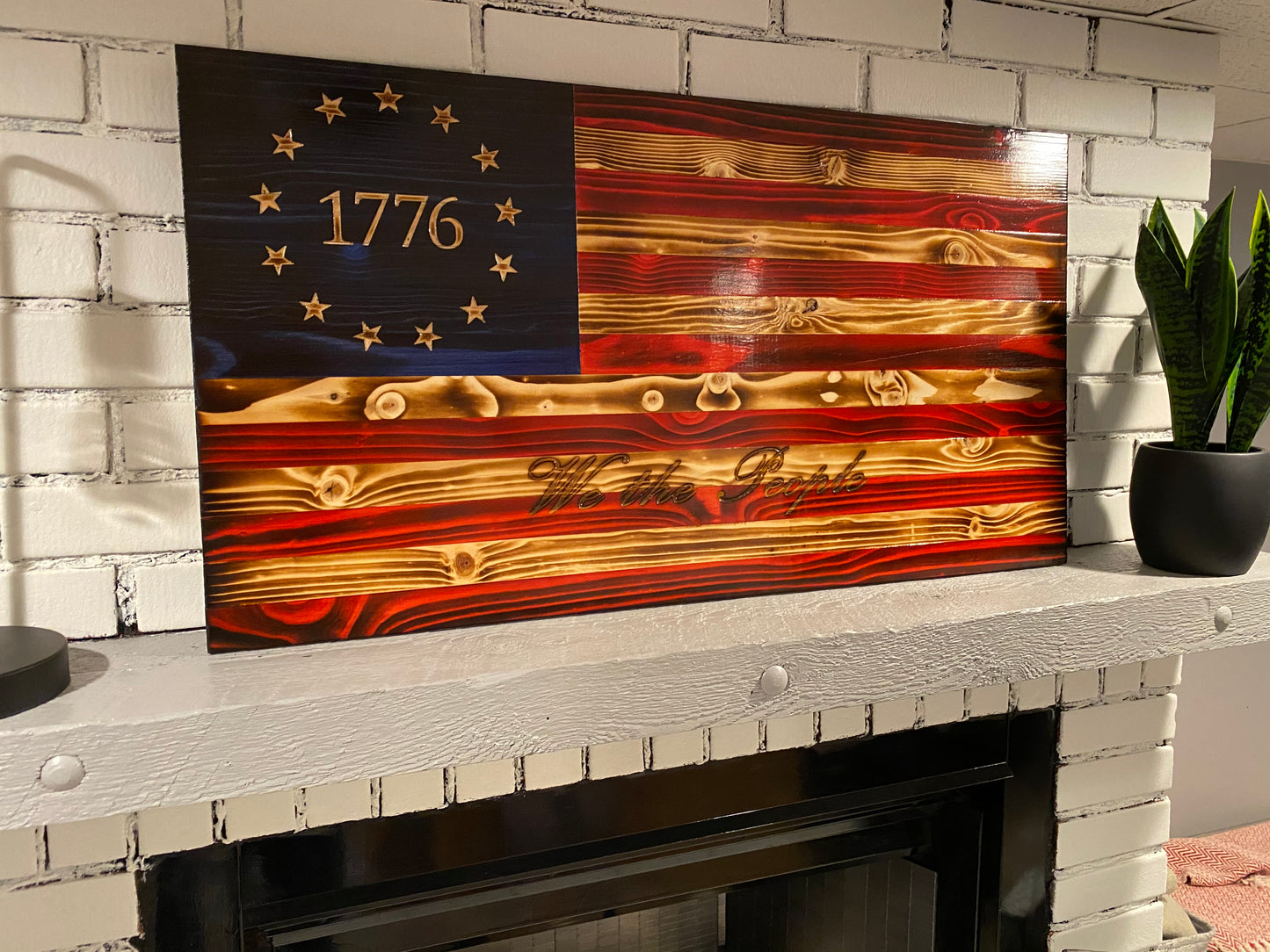 "We the People" Betsy Ross 1776 The Natural American Wooden Charred